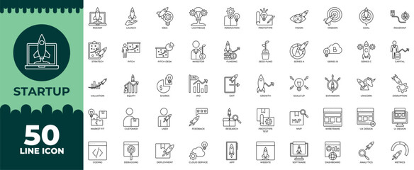 Startup Line Editable Icons set. Vector illustration in modern thin line style of startup icons: startup, innovation, business etc