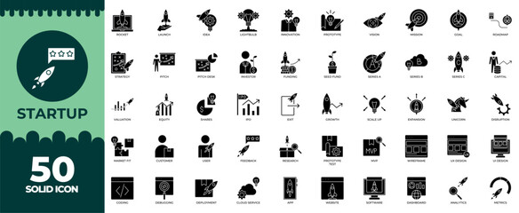 Startup Solid Editable Icons set. Vector illustration in modern thin solid style of startup icons: startup, innovation, business etc