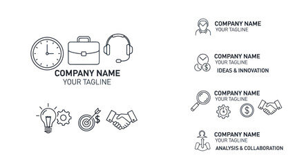 Business Productivity and Corporate Strategy Art Icons, Flat Vector Elements, Vector Illustration, Simple Vector, Stylized Vector Drawing, Vector Template, Clean Vector Style, Minimalist Vector