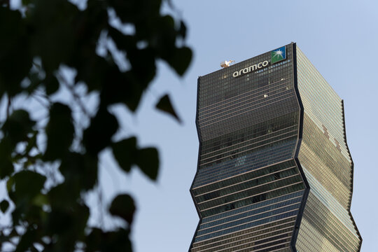 Aramco Tower is one of the real eye catchers of the King Abdullah Financial District (KAFD) in the heart of the capital city. Aramco is the national oil company of Saudi Arabia. Riyadh, September 20, 