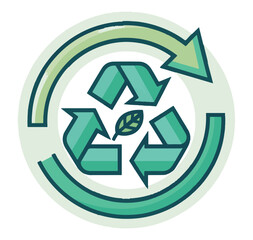 Obraz premium Recycle Icon with Circular Arrows and Leaf Graphic