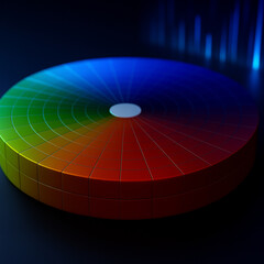 Obraz premium 3D color wheel glowing against dark background