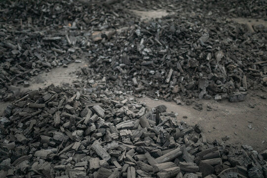 burning wood on the floor of a factory