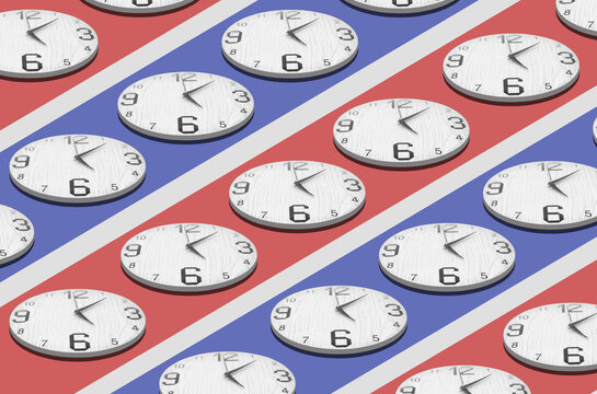 Collage with a group of a analog clocks