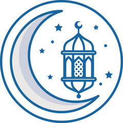 Crescent Moon and Lantern Vector Illustration