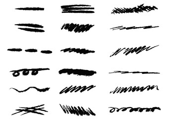 Set of different hand drawn vector strokes.
