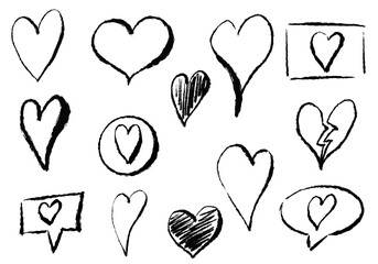 Set of hand drawn vector doodle heart.