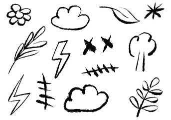 Set of different hand drawn vector strokes.