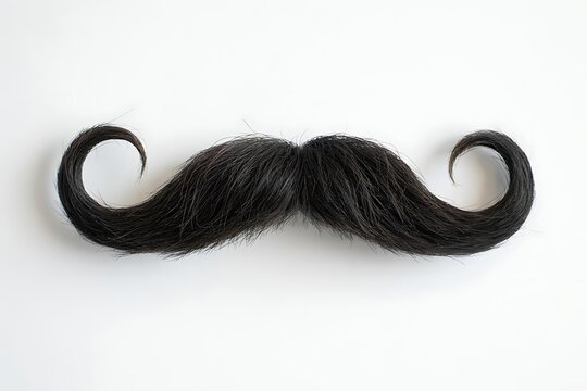 Classic black fake moustache with curly ends for costume or fun