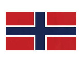  Red field with blue Nordic cross outlined in white, stylized fjord motif.