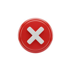 Fototapeta premium Red circle close button icon symbol with white cross for reject decline or error notification