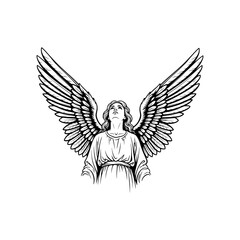 Angel with wings icon flat vector design.