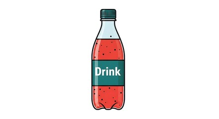Refreshing Red Drink in a Bottle - A Vibrant and Thirst-Quenching Illustration.