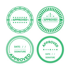 Approval Rubber Stamp Set with green signature and date 100% editable file