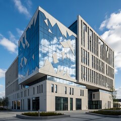 Modern Architecture - A Striking Building with Glass and Concrete Design.