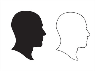Clean vector silhouette of a bald headed person ideal for graphic design and illustration projects