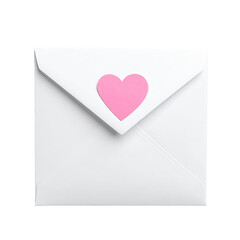 A white envelope with a pink heart sticker, sealed. Realistic, simple. Dark background