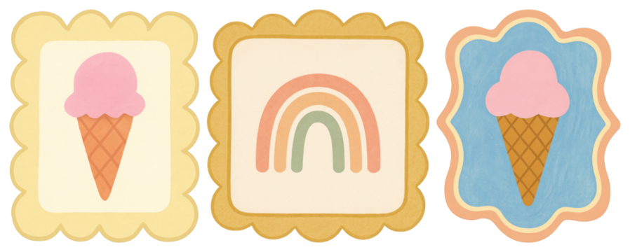 PNG Colorful retro ice cream designs, element set on transparent background - Powered by Adobe