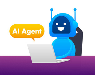 AI agent chatbot working on laptop providing customer service