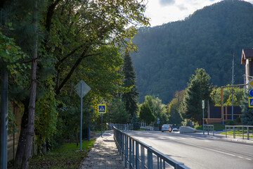 October 2025, Sochi, Krasnaya Polyana, Russia. Streets and views of the village of Krasnaya Polyana.