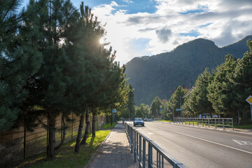 October 2025, Sochi, Krasnaya Polyana, Russia. Streets and views of the village of Krasnaya Polyana.