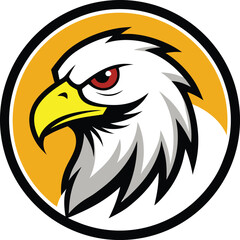 Fierce eagle head emblem with intense red eyes
