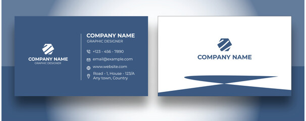 Creative Blue Minimal Business Card Design. Modern Blue corporate card template. Minimal Creative agency business Card Design