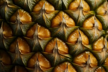 Fototapeta premium Pineapple Skin Ultra Macro – Close Up of Textured Surface and Geometric Pattern Details