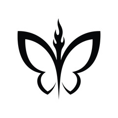 Butterfly flame symbol with stylized wings