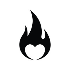 Flame with heart shape for love or passion logo