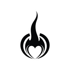 Heart in flames logo for love and passion