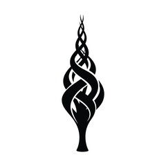 Abstract black twisted shape, decorative element