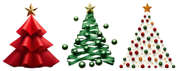 PNG Festive creative Christmas tree designs, element set on transparent background