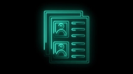 Glowing neon applicant resume documents for job hiring recruitment process