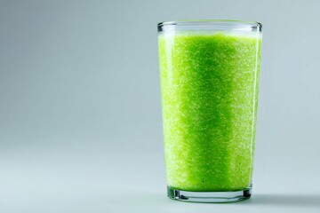 Green vegetable smoothie in a glass offering nutrition and refreshment for a healthy, detoxifying lifestyle