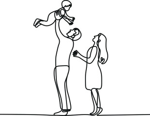 Mother and baby line art style vector illustration, mothers day celebration background