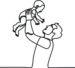 Mother and baby line art style vector illustration, mothers day celebration background