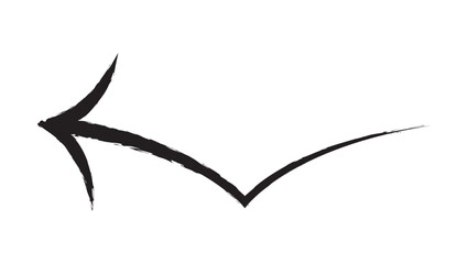 Hand-Drawn Brush Style Curved Arrow Vector Isolated on Transparent Background