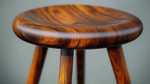 A wooden stool sits on top of a wooden floor, providing a simple and rustic seating option