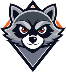Fierce raccoon mascot logo design with geometric background