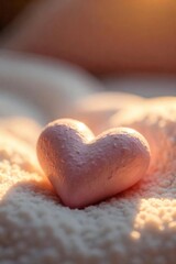 Serene Heart Tranquil Object on Soft Surface, Calming Warm Light, Perfect for Meditation and Mindfulness