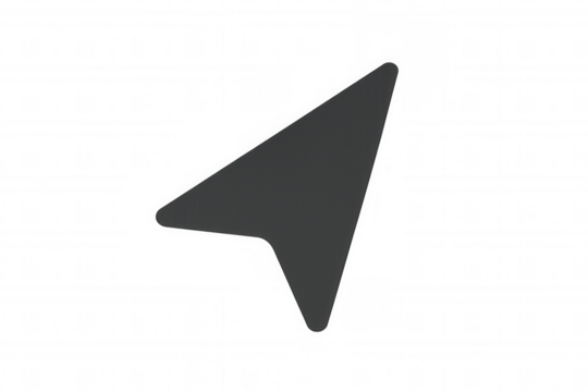 Gps navigator locator arrow icon symbol showing direction and location finding on transparent background