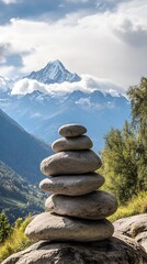 Balanced Grey Stones Mountain Landscape Background
