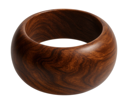 Chunky wooden bangle featuring unique natural grain patterns.