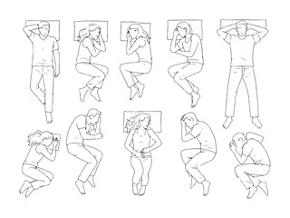 Sleep Positions People Illustration – Front, Side, and Back View