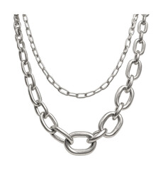 Textured layered chain necklace featuring assorted link sizes.