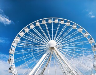 white ferris wheel against a blue sky background