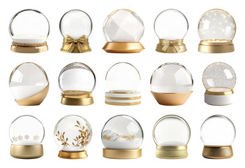 PNG Elegant glass snow globes collection, element set on transparent background