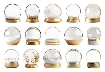 PNG Elegant glass snow globes collection, element set on transparent background