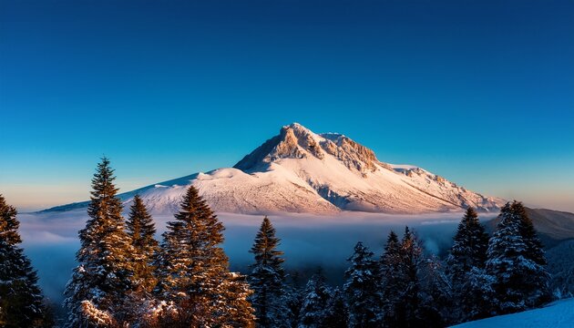 peak orizaba highest mountain in mexico veracruz mountain and forest landscape in the morning cold dawn and snow